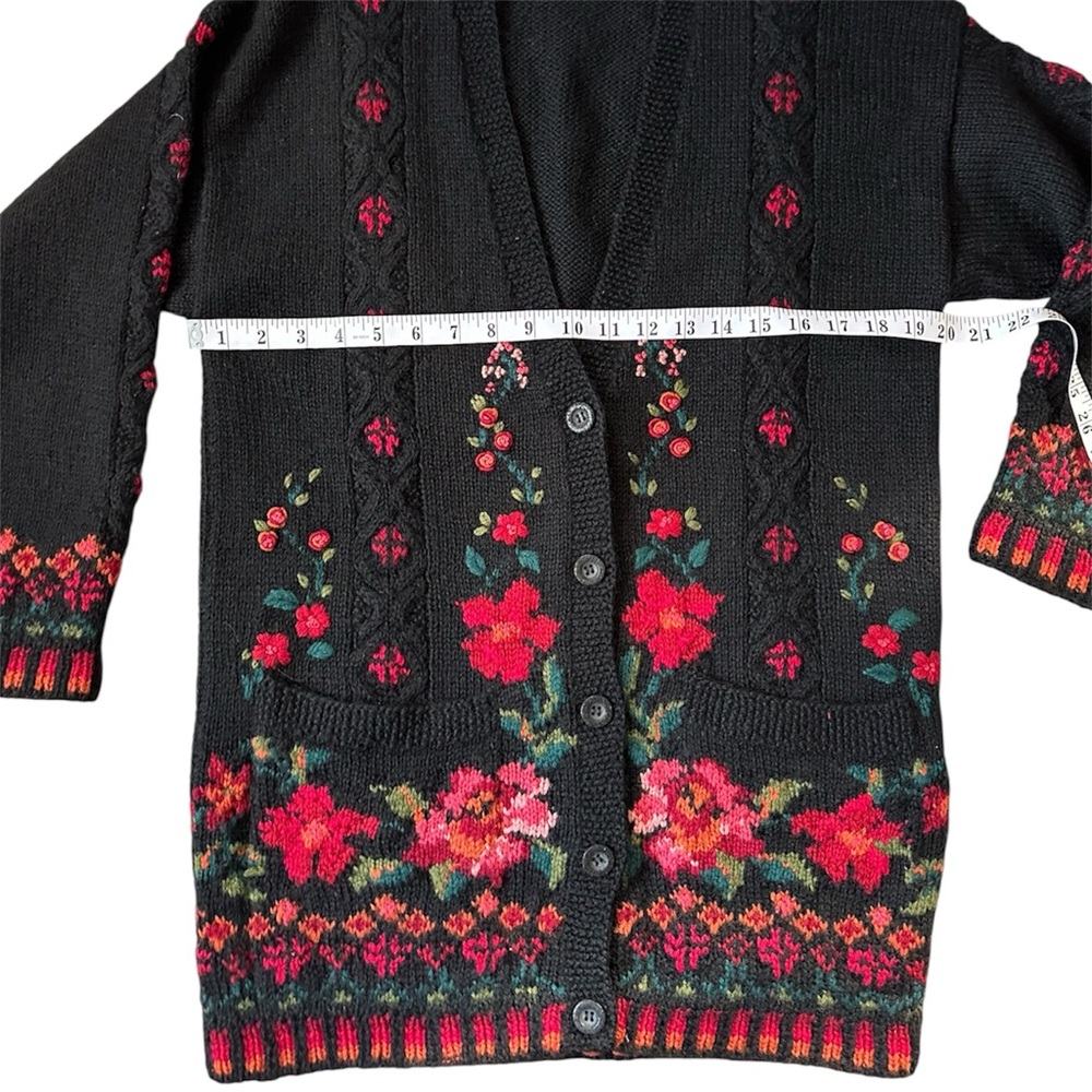 Laura Ashley Vintage Floral Embroidered Black Baba Yaga Cardigan - Picture 6 of 17